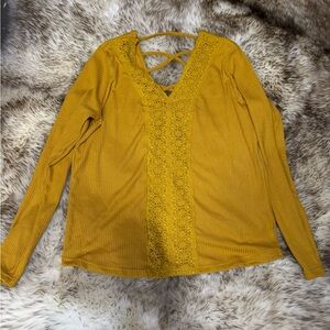 Elegant Mustard Yellow Lace Women's Blouse